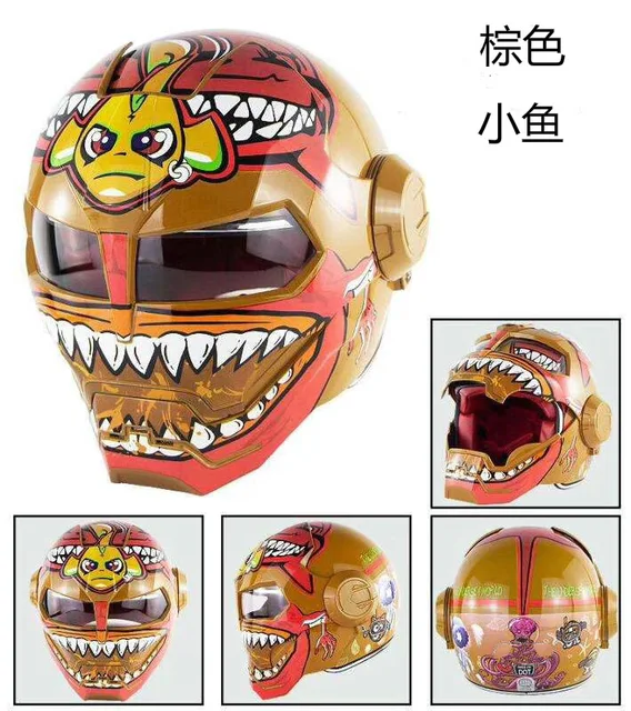 Personnalité moto Cool Iron Man Vintage Full Helmet Off Road Casque de moto  Ghost face - Chine Accessoires de vélo, vélo