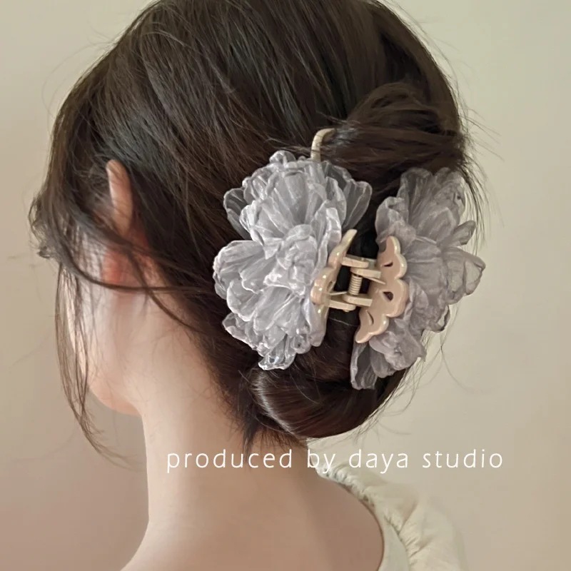 

Марлевые заколки для волос с цветами и жемчугом, женские роскошные милые заколки для волос принцессы, нежный элегантный головной убор, аксессуары для волос во французском стиле 2023