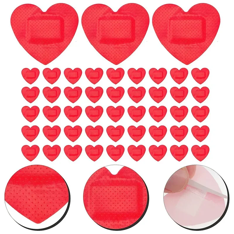Medical Bandaids 20pcs/set Red Heart Band Aid Waterproof Breathable Wound Plasters Heart Shaped Children Kids Skin Patch Concert Body Stickers