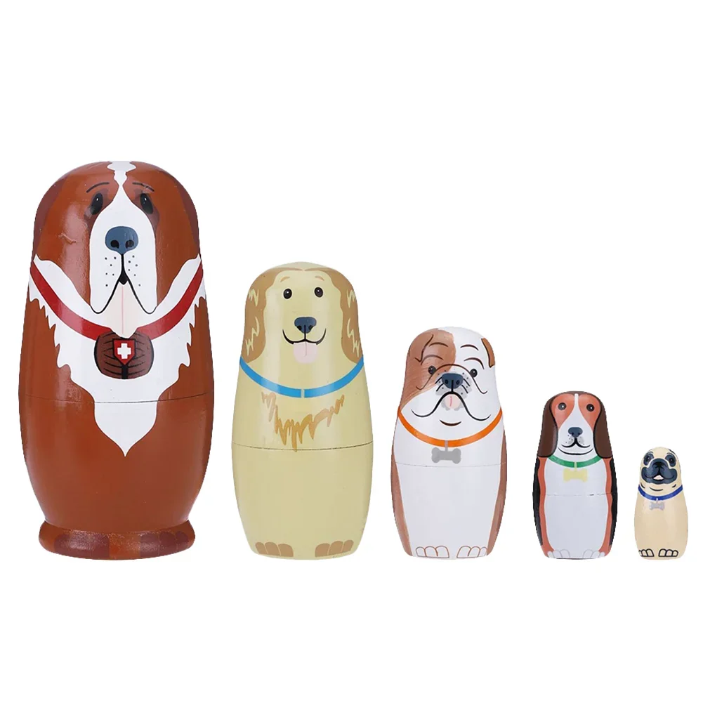 5 Piece Set Matryoshka Doll Handmade Wood Stacking Home Room Decoration Children Toys Angel Hand Painted Halloween Birthday Gift