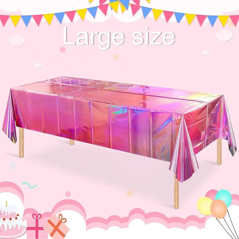 Birthday Tablecloth Pe Plastic Tablecloth Colorful Foil Set for Parties Weddings Events Shiny Disposable for Any