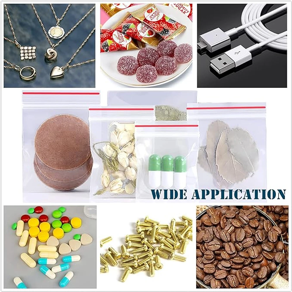 Storage bags 1000-100Pcs small zip lock plastic transparent reclosable vacuum food storage