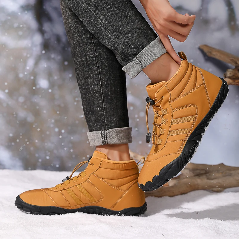 Winter Snow Boots Men Fur Big Size 47 Waterproof Ankle Boots Plush BareFoot Hiking Shoes Outdoor Work Shoes Ladies Snow Hiking Shoes Snow Boots