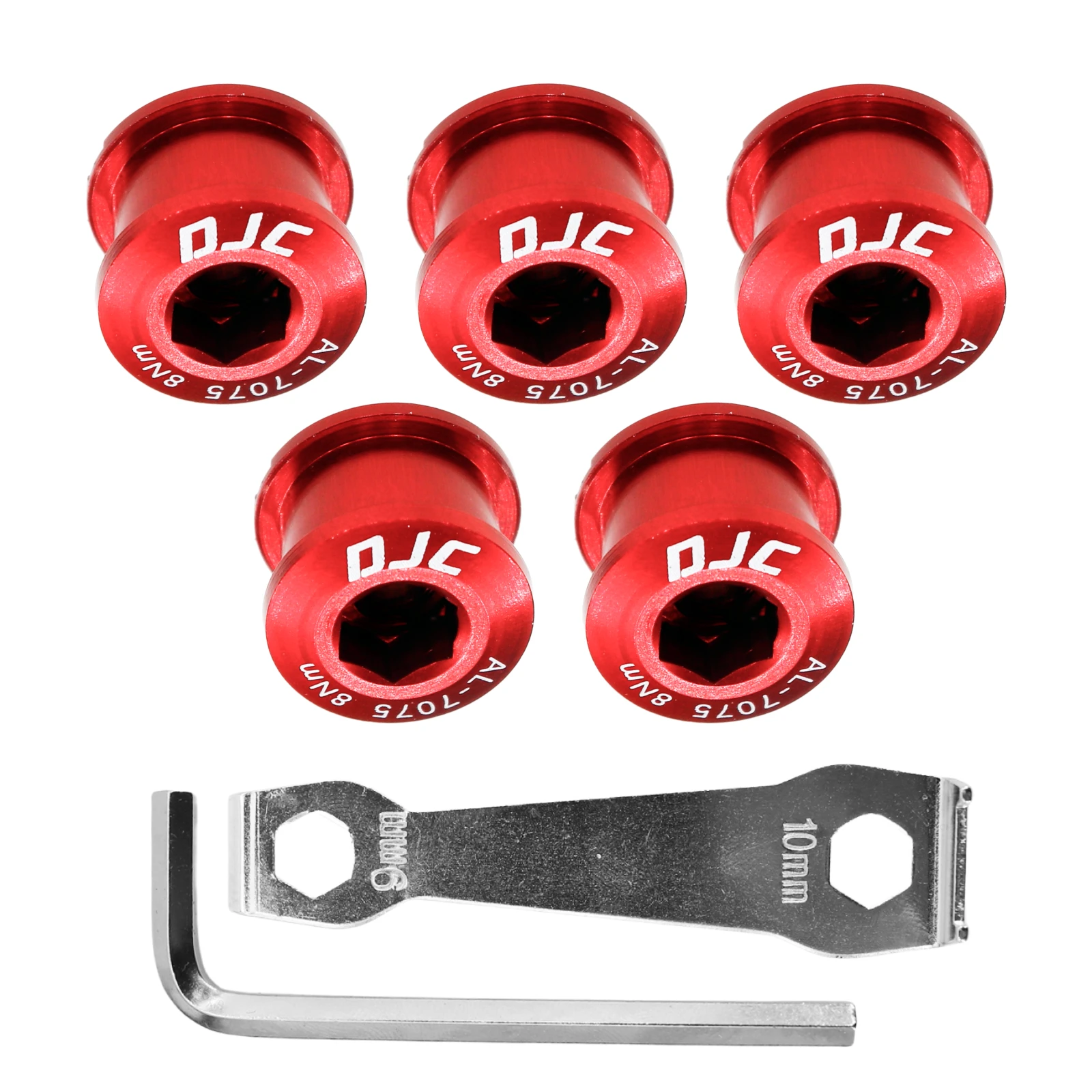 DJC bike chainring bolts 5pcs with 2 wrenchs aluminum or steel