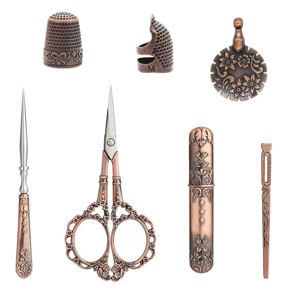 Kit de ciseaux à broder, Kit de couture vintage antique européen, Outils de couture  vintage complets avec ciseaux à broder, étui à aiguilles à coudre