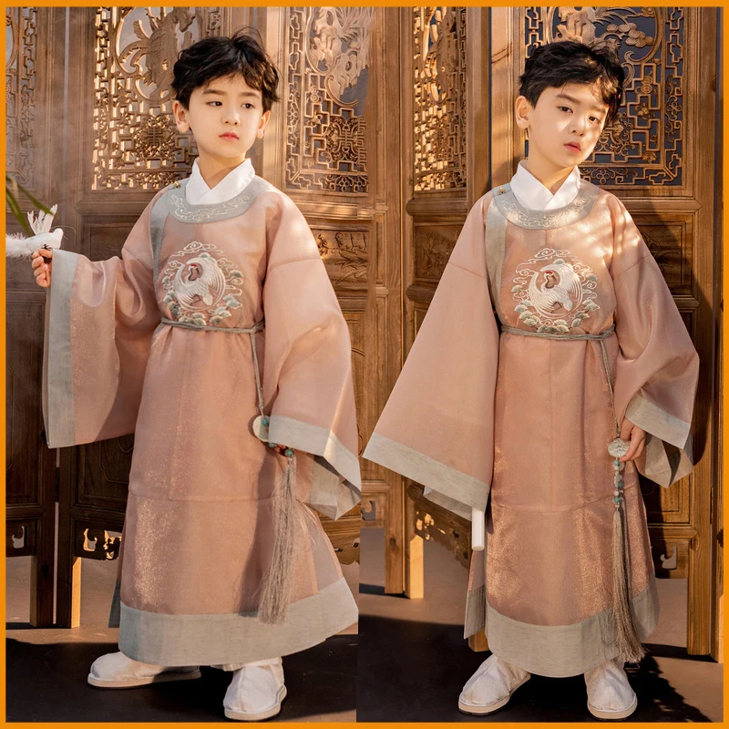 

2023New Chinese Hanfu For Kid Boy Tang Suit Confucius Institute Uniform Chinese New Year Outfit Traditional Cloth Birthday Gift