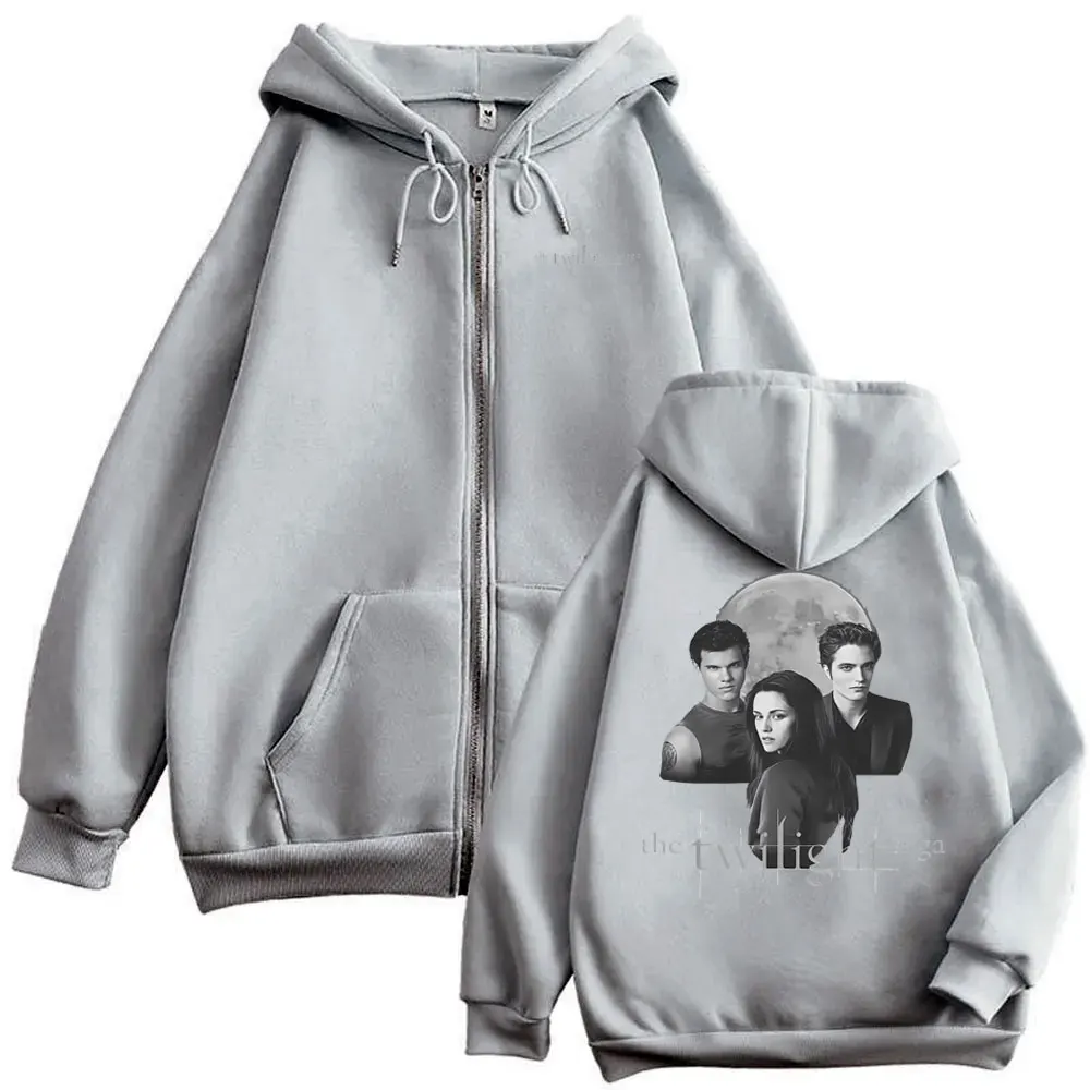 Twilight Vampire Robert Pattinson Edward Cullen Bella Jacob Black Print Zipper Hoodie Men Women Casual Oversized Zip Up Jacket