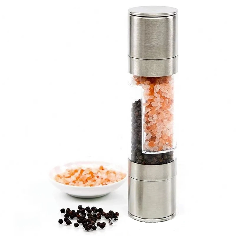 

2 In 1 Pepper Mill Manual Stainless Steel Salt and Pepper Grinder Set with Adjustable Ceramic Grinding Spice Grinder KitchenTool