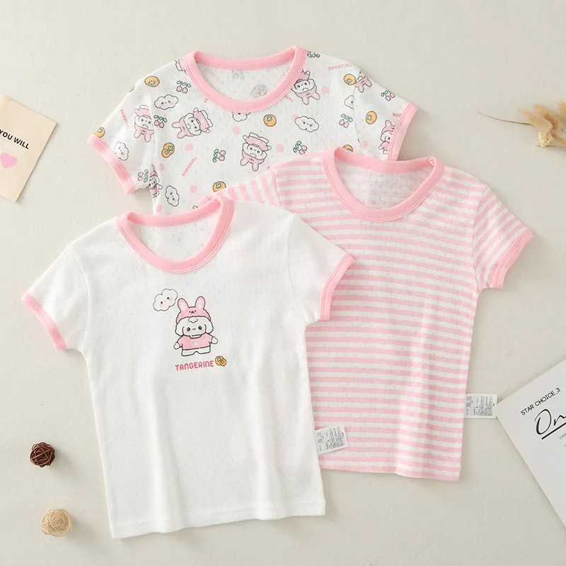 

VIDMID 2023 New Cartoon Rabbit Round Neck Half Sleeve Top Girls' Pure Cotton Short Sleeve T-shirt 1007 02