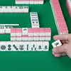 Mini Travel Mahjong Set Durable Colorfast Mini Game Set Travel Game Set No Odor Mahjong Set With Table Legs For On-The-Go 2