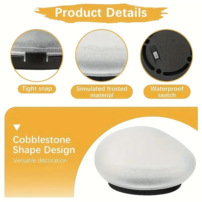 Solar lawn Lamp Outdoor Solar Pebble Rock Waterproof Garden Cobblestone Glowing Stone Landscape Lights For Street Path Decora