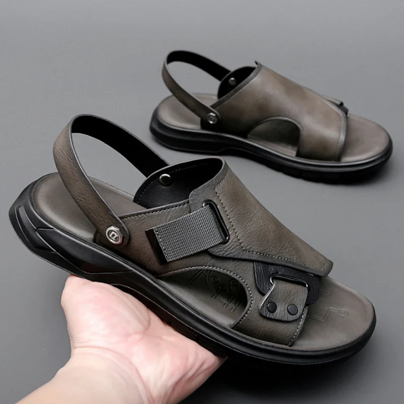 

Sandals Men's Summer New Style Men's Casual Outdoor Beach Shoes Breathable Slippers 2023 British and Korean Leather Sandals