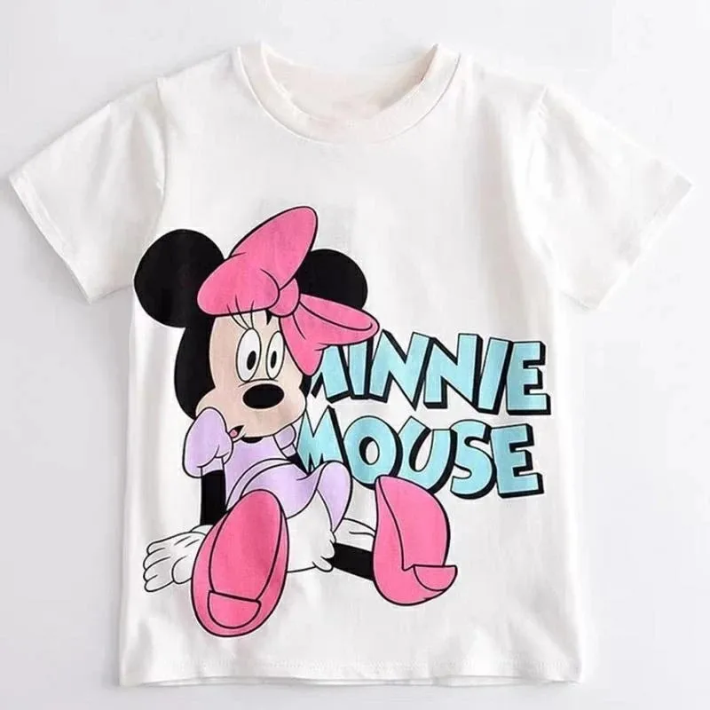 Girls Tees Casual Loose Simple Tees Thin Short Sleeve Tees Kids New Round Neck Bottoming Shirt Infant Cute Print White TShirt 4