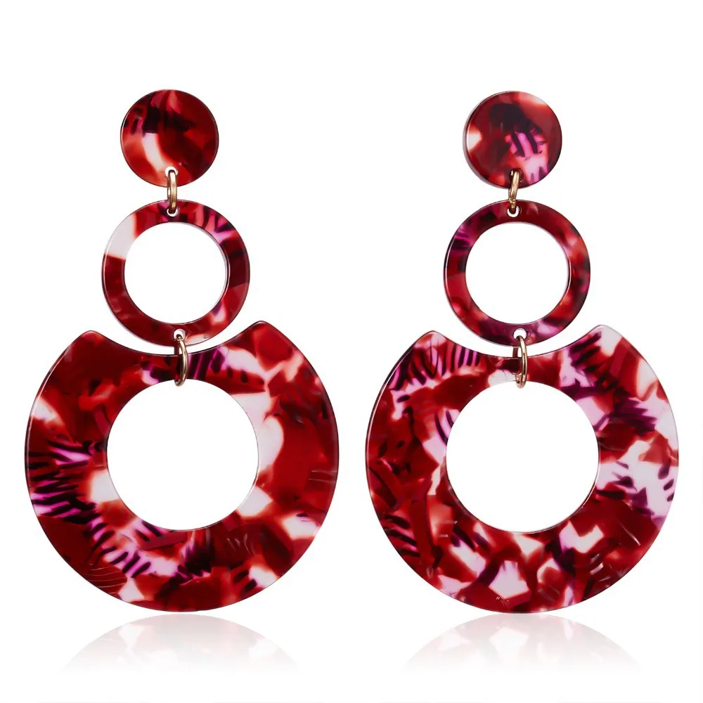 Acrylic clip on earrings long geometric square circle without piercing for Women ear clip earrings clip earrings ear clip ear accessories