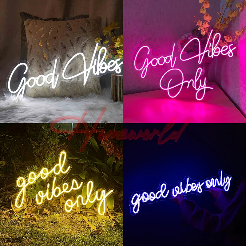 Good Vibes Only Neon Light LED INS Custom Sign Lamp Letter Logo DIY Flexible for Living Room Wedding Party Wall Decoration |