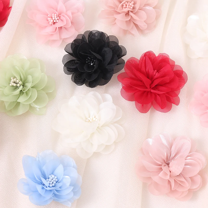 2/5Pcs 6CM Chiffon Stoff Künstliche Blume Für Home Zimmer Hochzeit Einladung Künstliche Blumen Für Kleid Dekoration zubehör – Detail 4