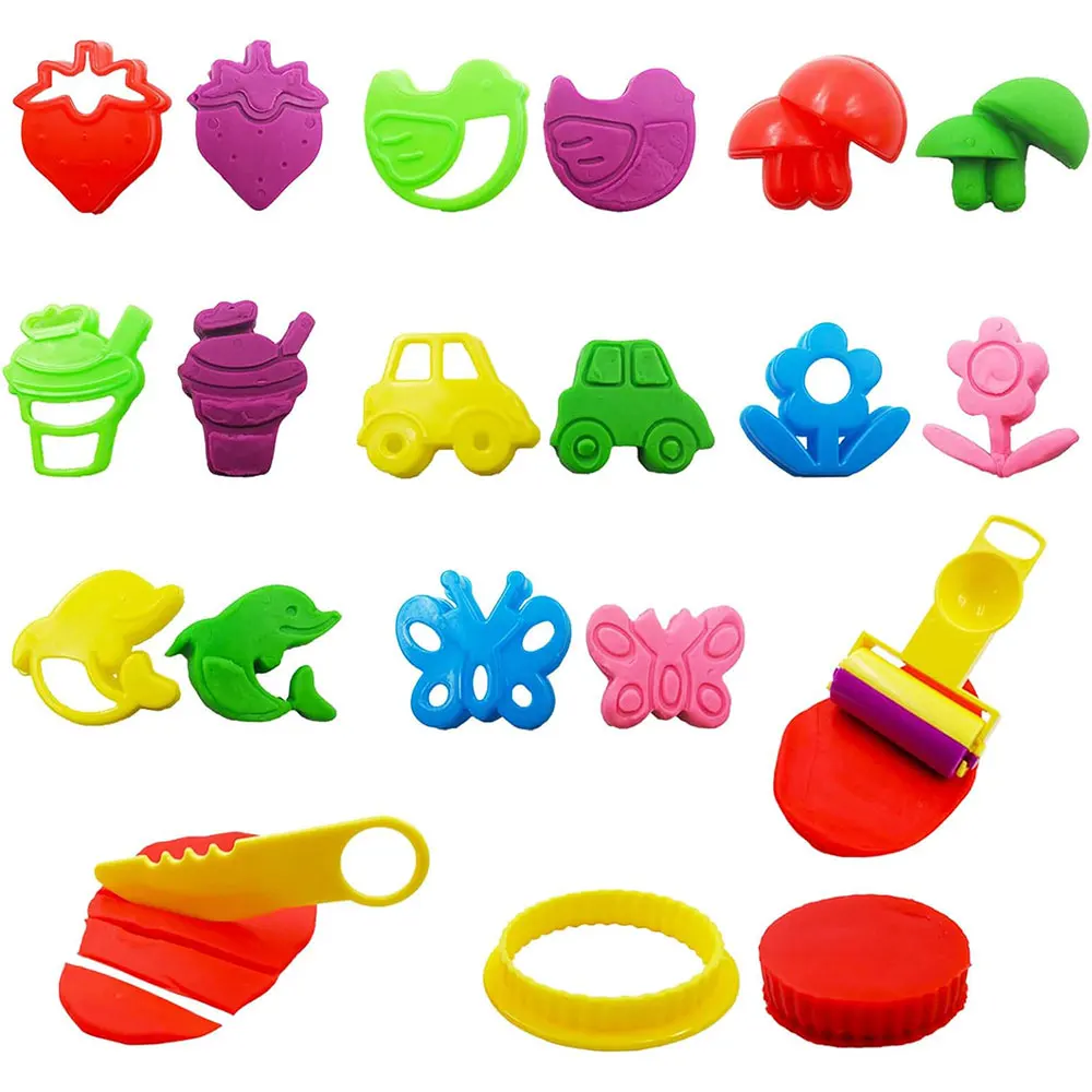 Children Cartoon Dinosaur Fruit Roller Cutter Scissors Dough Accessories Plasticine Mold Early Educational Toy Dough Play Tools 2