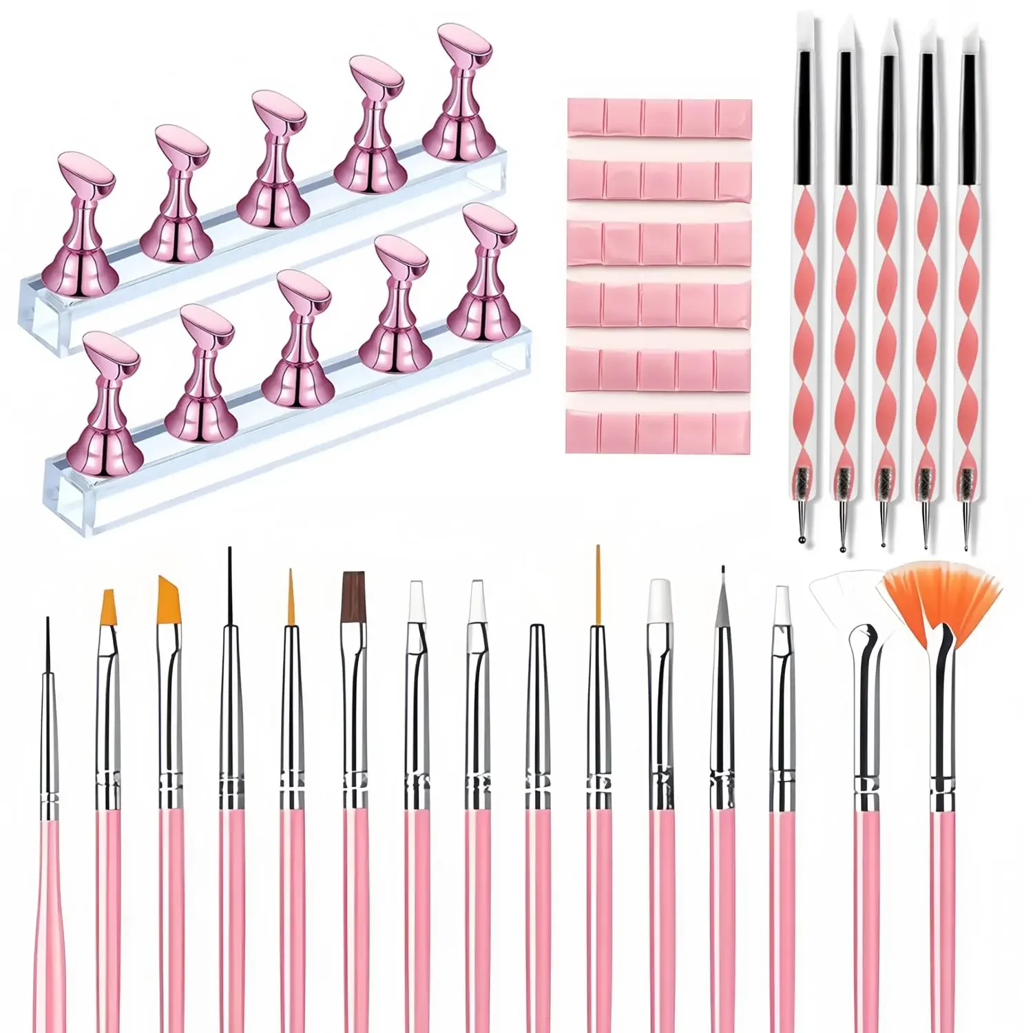 Nail Art Creativity Kit | Complete Set with Brushes, Dotting Pens, Practice Holder & Adhesive Putty