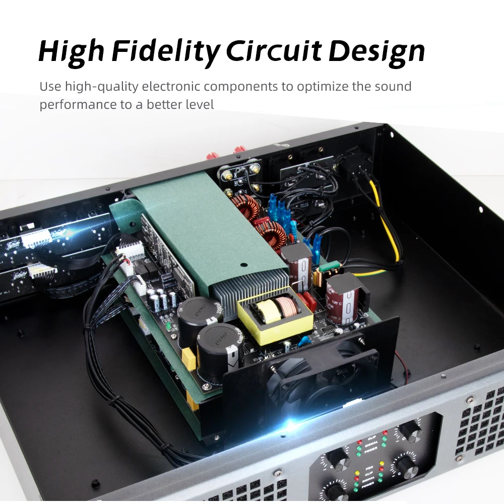 Sound Amplifier Professional 4 Ohm 1100W*4 Digital Power Amplifier 2U DJ Audio Digital Power Amplifier Stage Performances Amp 2/4 channel