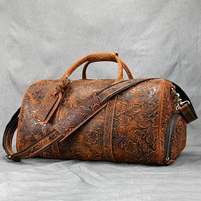 Genuine Leather Travel Duffle Bag for Men