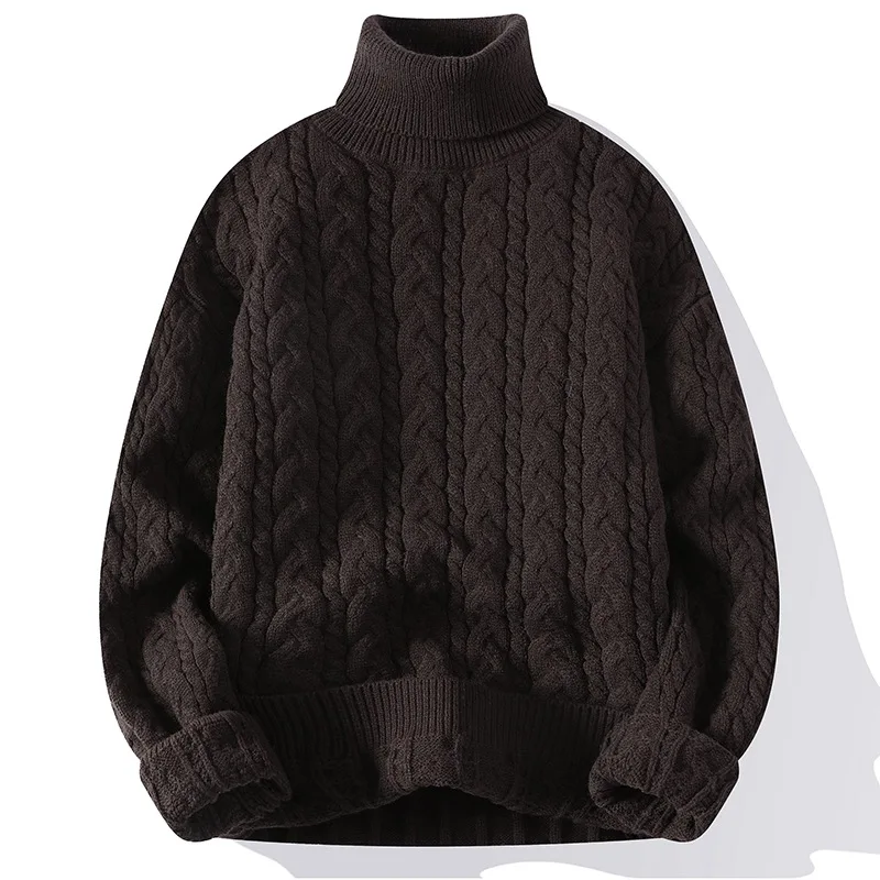 

#4359 синий белый коричневый свитер с высоким воротником мужская плотная теплая приталенная трикотажная одежда мужские свитера и пуловеры с длинным рукавом зима