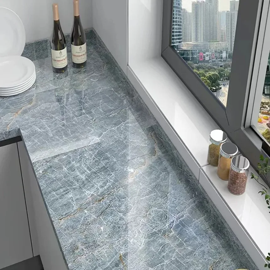 Waterproof Wall Sticker 80CM Width Kitchen Oil Proof Stickers High Temperature Resistant Self Adhesive Marble Waterproof Mould Proof Wallpaper