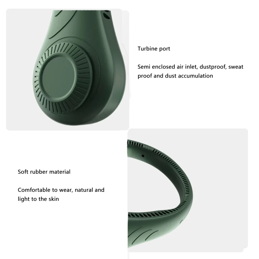 Mini Hanging Neck Fan Portable Bladeless Rechargeable Mute Cooling Wearable Neckband Leafless Fan 3-Speed Adjustable