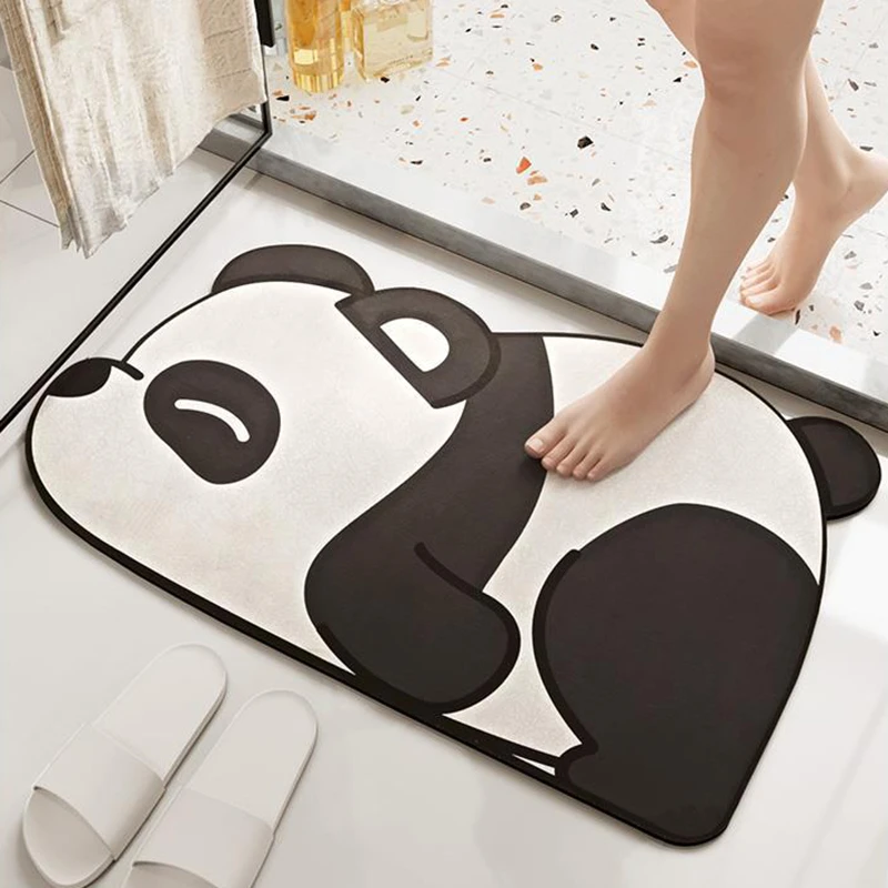 Bathroom Absorbent Mat Cartoon Panda Bath Quick Drying Pad Household