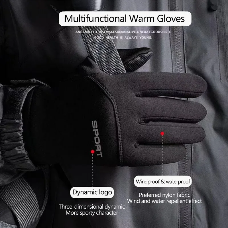 Winter Thermal Gloves for Men Mtb Bicycle Motorcycle Gloves Touch