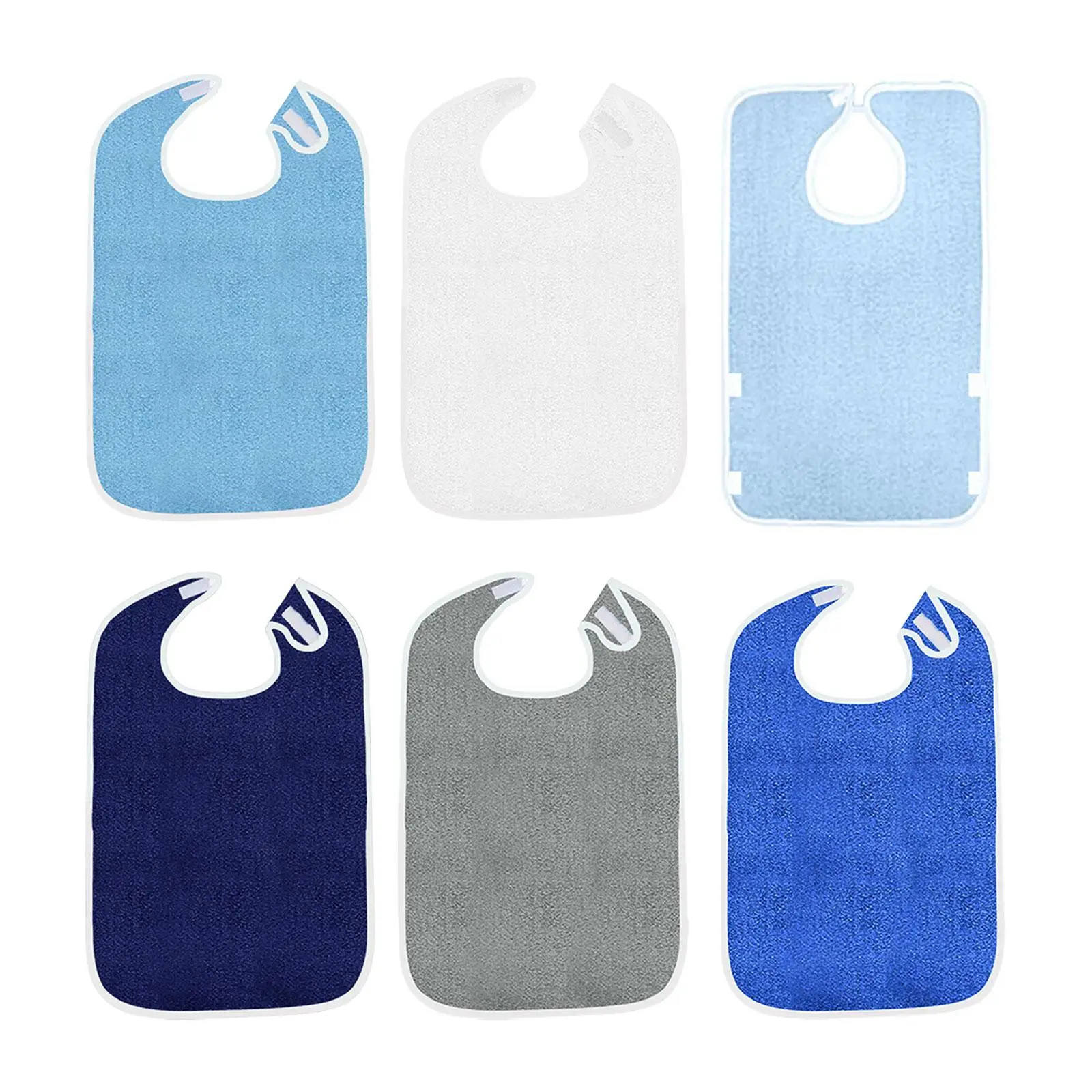 3x Adult Terry Bibs Reusable Machine Washable Clothing Protectors Large Adult Feeding Bibs Elderly Unisex Men Seniors Women