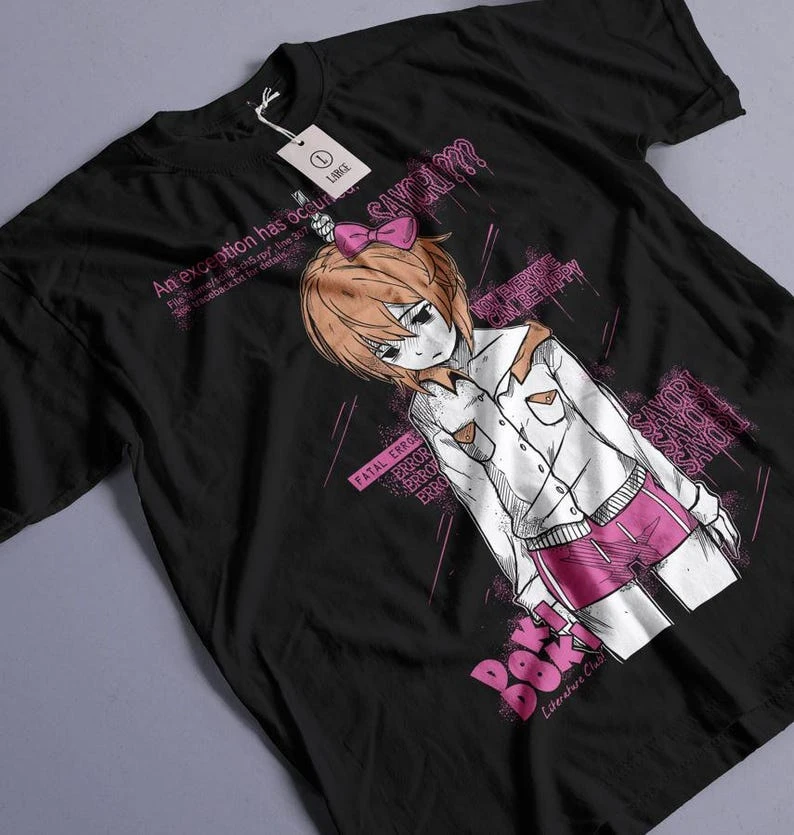DDLC Fire Style Streetwear Japan Style Unisex Baumwoll-Grafik-T-Shirt Kurzarm Sommer Casual Anime Manga Tee Top Harajuku Hot