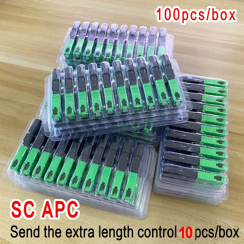 100pcs-embedded-sc-apc-fiber-optic-fast-connector-ftth-single-mode-fiber-optic-sc-quick-connector-adapter-field-assembly