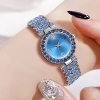 6PCS/Set Women Blue Watch Fashion Light Luxury Blue Dial Wristwatch Alloy Strap Watch Blue Jewelry Set Gift For Girls 2