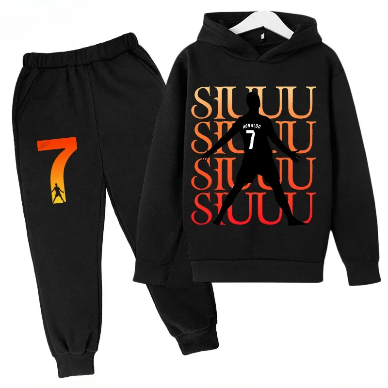 thumbnail image 1 of Conjunto de sudadera y pantalones deportivos para niños, conjunto de 2 piezas para niños y niñas, ropa para niños con estampado de avatar de Ronaldo, 1 of 5