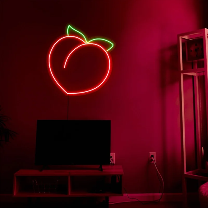 Peach Pattern Neon Sign Acrylic 12V LED Light For Room Party Home Decor Shop Plug-in Electronic Sign