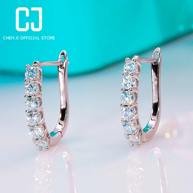 

Luxury D Color Moissanite Bride Engagement Earrings S925 Sterling Silver Platinum Plated For Women Wedding Dinner Fine Jewelry