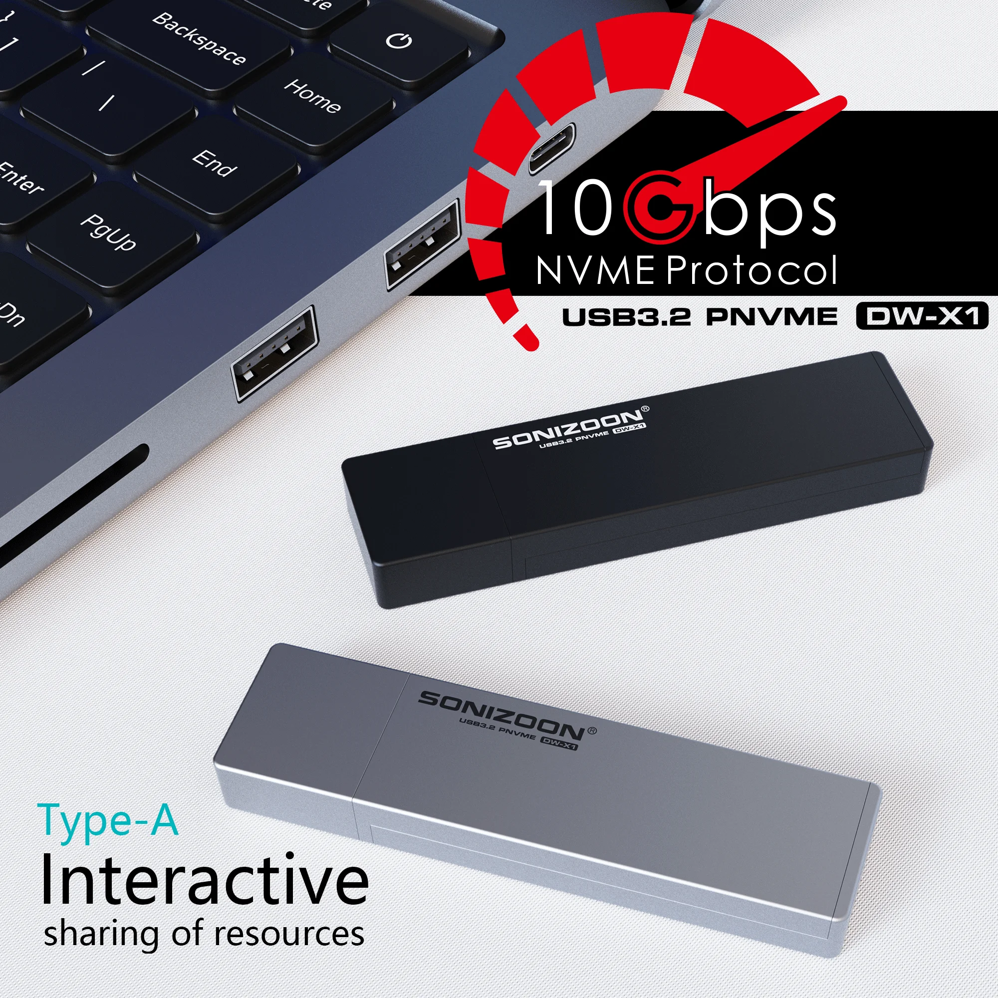 Sonizoon-disco Rígido Móvel Ssd Portátil Pssd Dw-x1 Usb 3.2 Gen2 10gbps 256gb 512gb 1tb 2tb até 1050 Mbps pc Original 100 - Imagem 2
