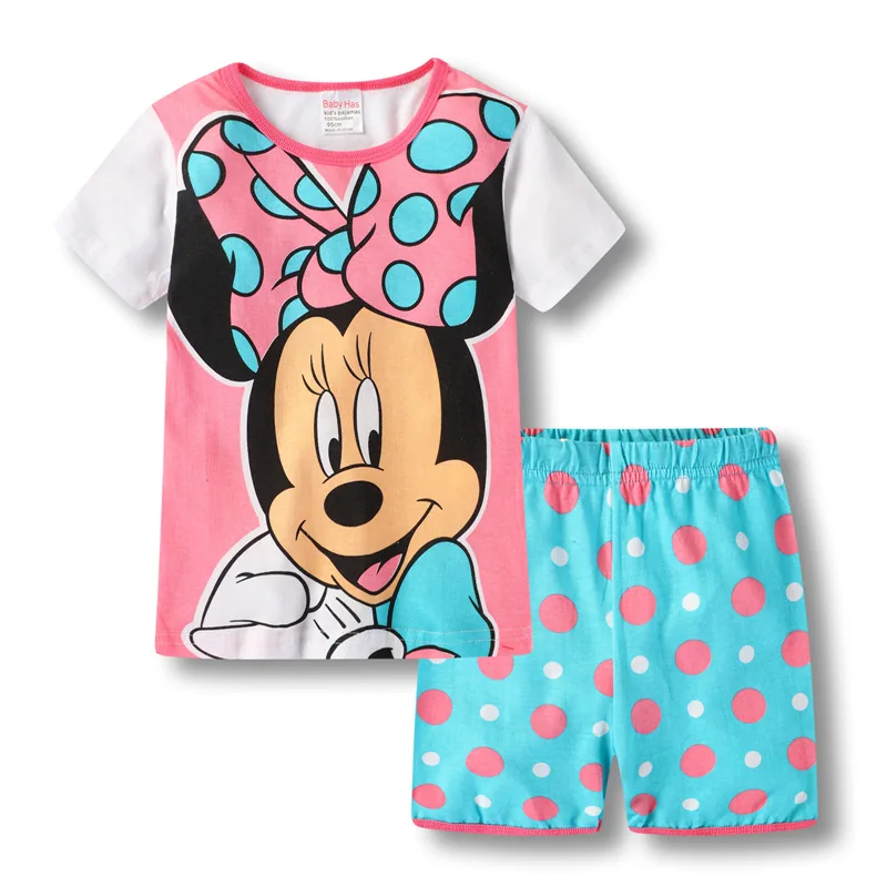 New Summer Children's Pajamas Set Minnie girls Home Clothing Set Cartoon girl Short Sleeves Nightgown Kids nighty 2