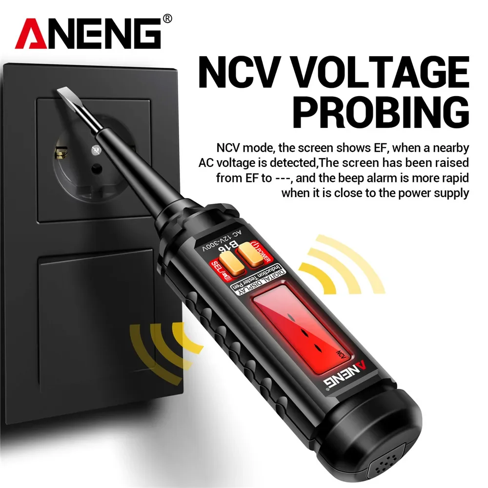Electric Tester Pen ANENG B16 Lntelligent Sensing Digital Measuring Non-Contact 12V-300V Voltage Detector NCV Voltage Probing Tester Meter Tools