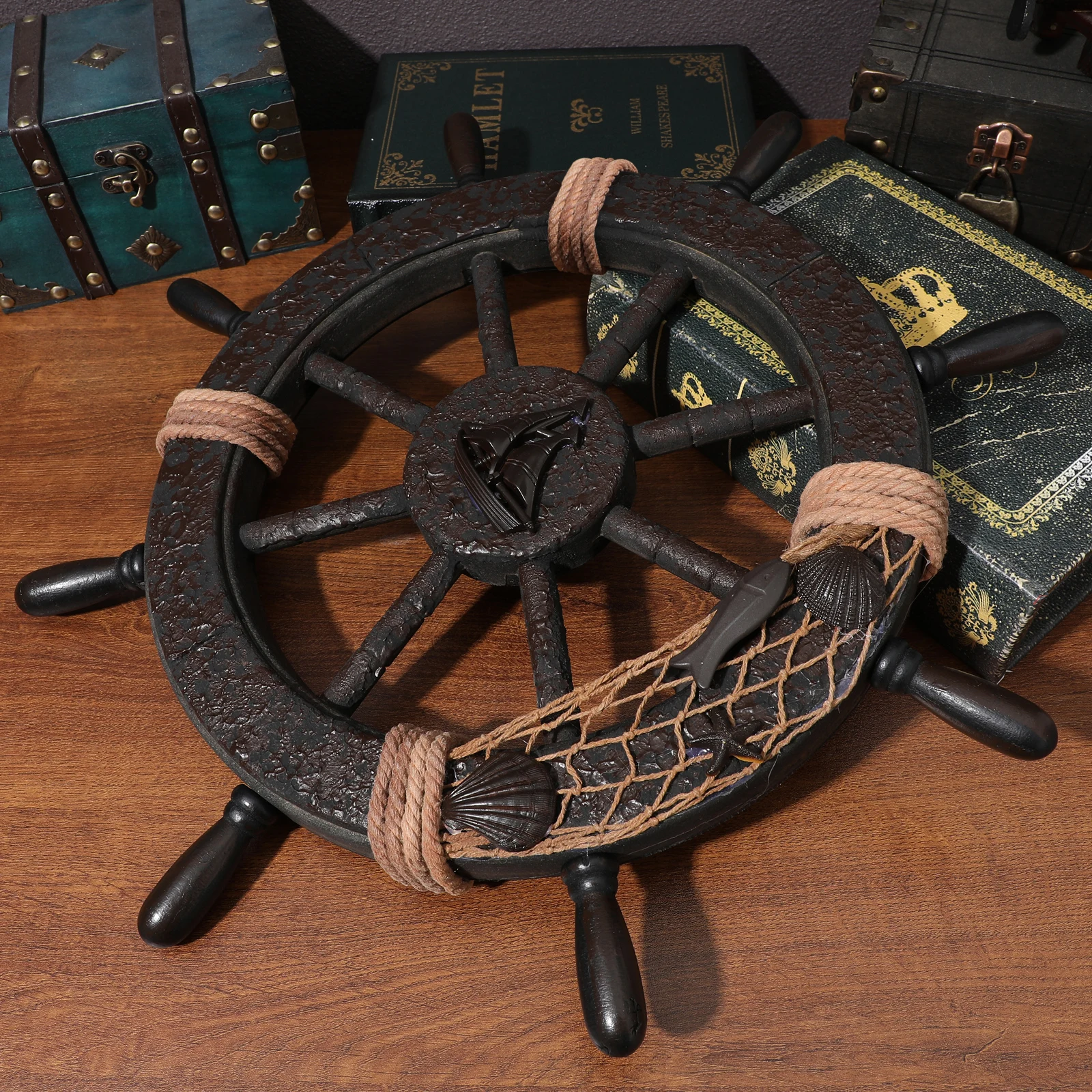 Mediterranean Boat Steering Wheel Home Decor Rudder Wheel Pirate