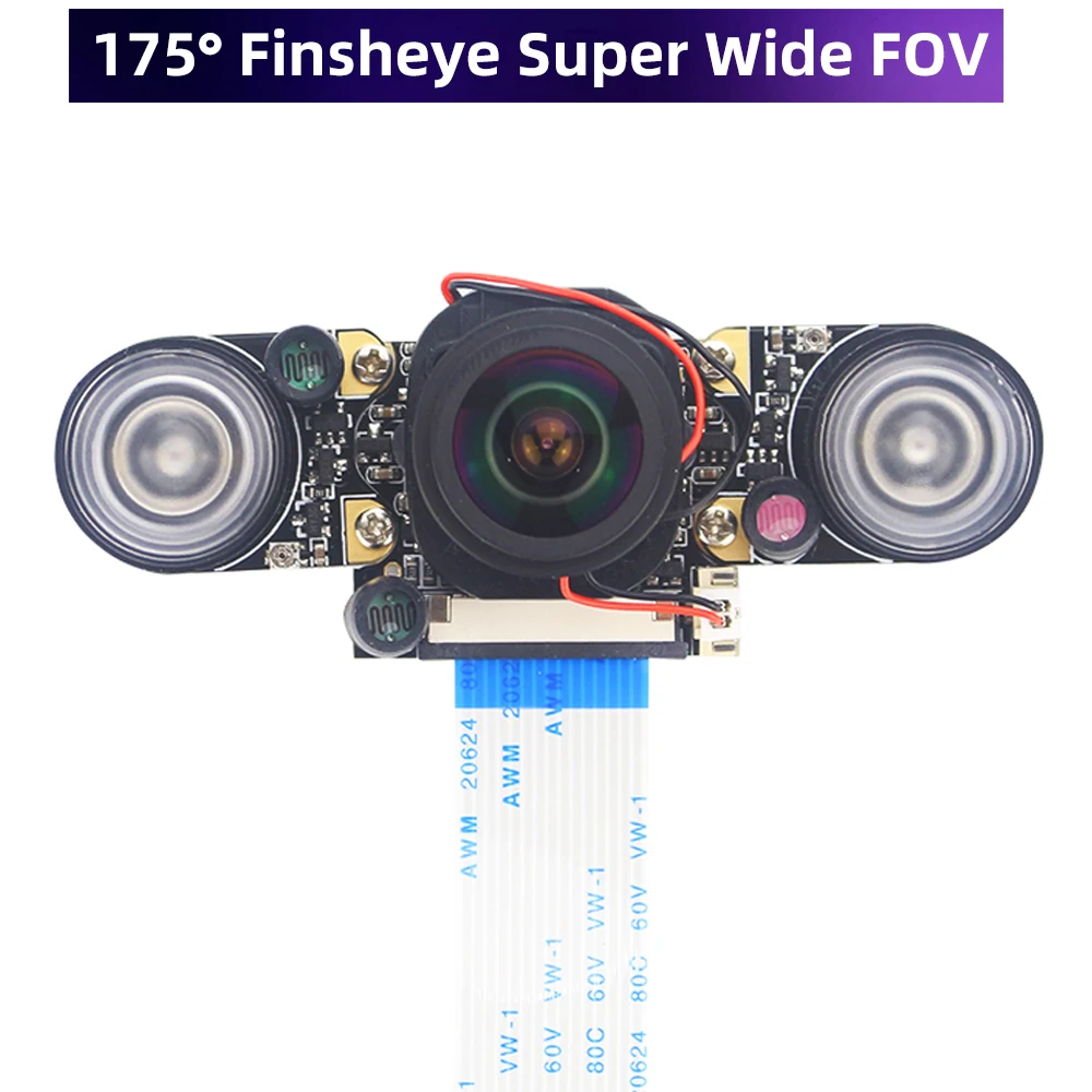 Raspberry Pi 175&deg; IR-CUT Camera Night Vision Focal Adjustable 5MP Fish Eye Auto Switch Day Night for Raspberry Pi 5 4B 3B+ Zero raspberry pi camera