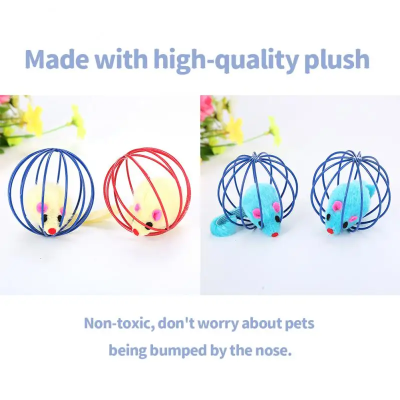 Cat Toy Pet Ball Toy Cage Plush Rat Colorful Interactive Training Toys Kitten Puppy Mouse Cage Ball Cat Accessories Pet Supplies cat interactive toy cat toys cat interactive ball toys plush toy pet toy balls pet toys plush mouse toy cat plush mouse toy