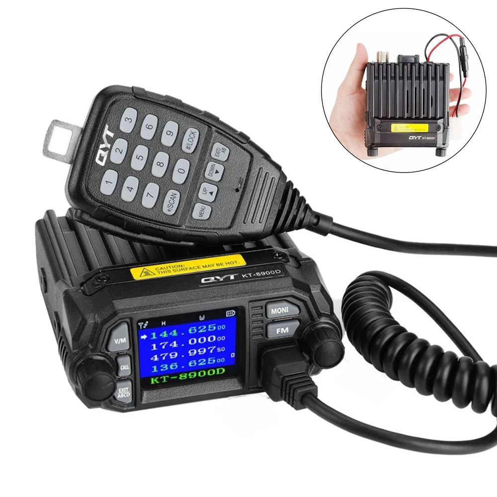 

QYT KT-8900D Mini Mobile Radio 25W Power Dual Band Quad Display Two-Way Radio VHF UHF Mobile Transceiver Radio Station for Cars