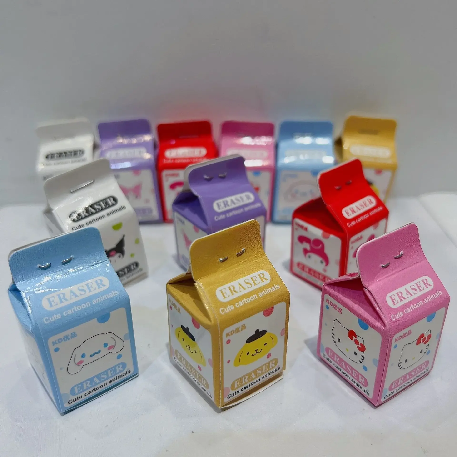 36pcs 고무 지우개 애니메이션 헬로 키티 멜로디 Kuromi Cinnamoroll 학생 문구 지우개 어린이 Sanrio 학교 용품 도매