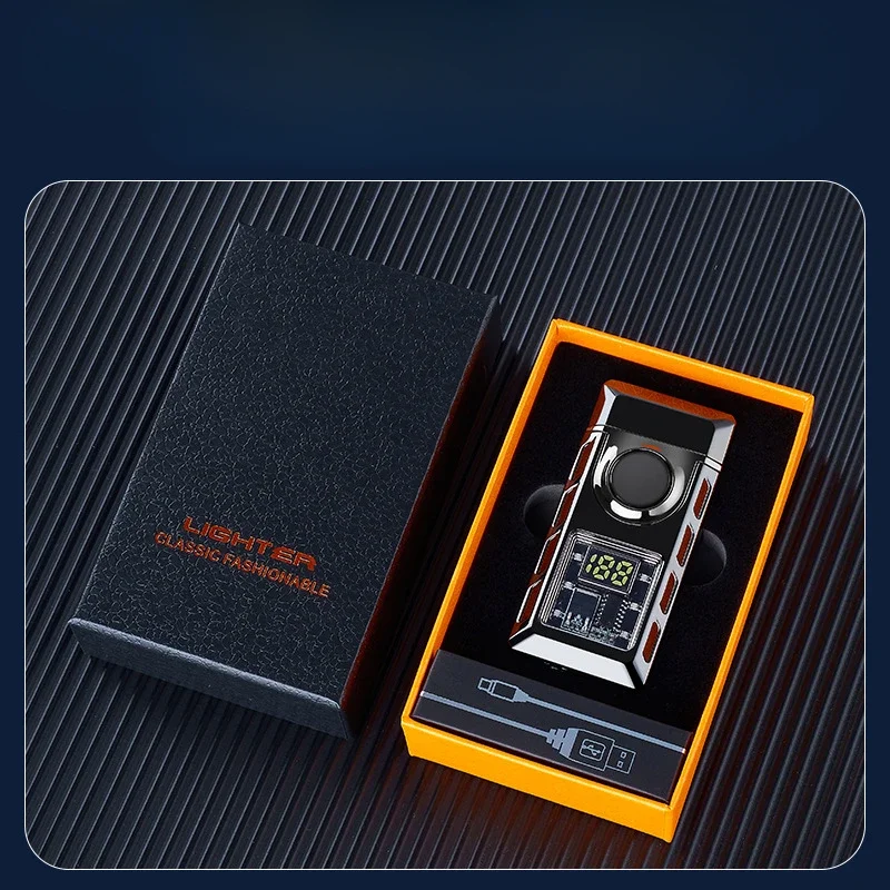 Fashionable Dual Flame Switch Gas Lighter, Digital Display, Arc Ignition, Smart Type-c Rechargeable Lighter, Creative Men's Gift 5