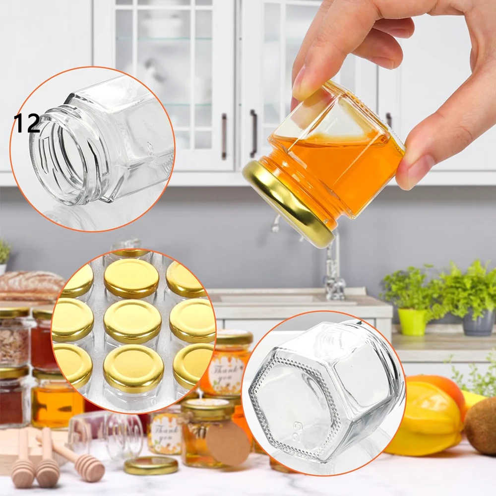 Glass Honey Jars 12pack 1.5oz For Party Wedding Baby Shower Favors