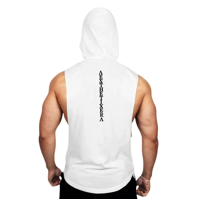 Gym Clothing Fitness Hooded Hip Hop Tank Top Men Bodybuilding Muscle ...