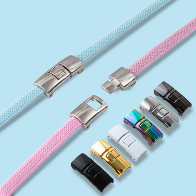2PCS8mmSneakersLazyShoelaceBuckleLockNoTieShoelacesElastic