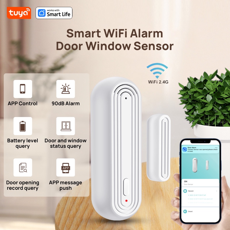 Tuya WiFi Smart Door Sensor Door Open Closed Detectors Smart Home Security Protection Alarm System Smart Life APP Control