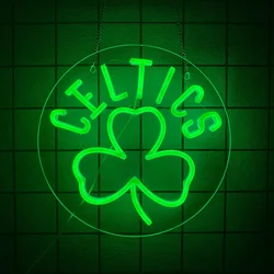 Clover LED Neon Wall Sign - Green Lucky Leaves Decoration (Green)